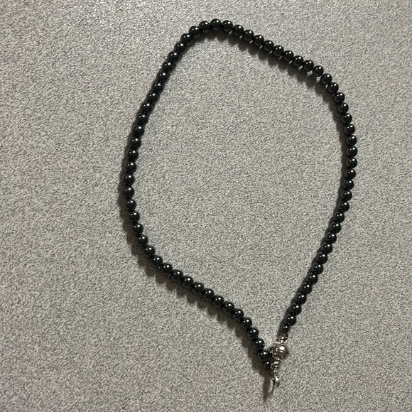 Hematite Round Bead Necklace w/ Magnetic Closure Hand Crafted - Picture 2 of 5